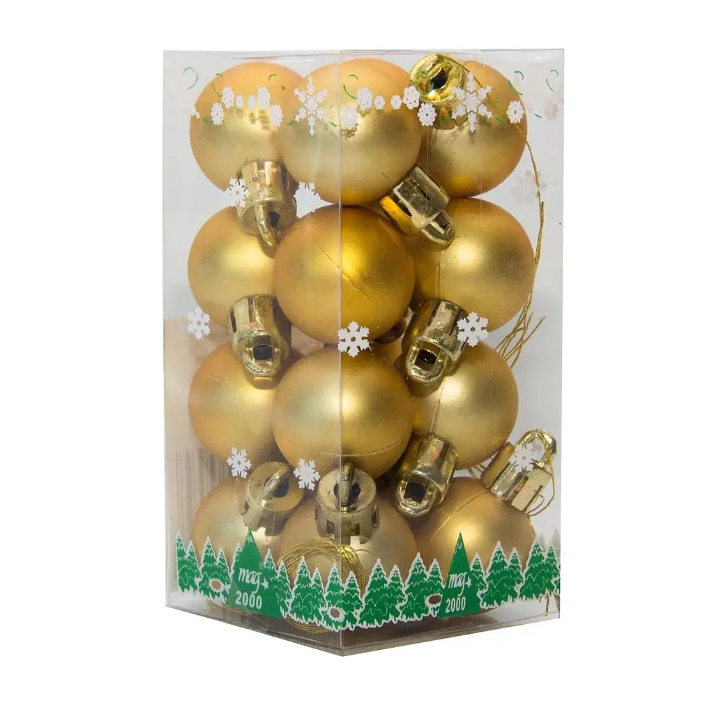 Набір ялинкових іграшок Devilon міні-кулі 2.5 см золотистий матовий 16 шт. (890544) - фото 2