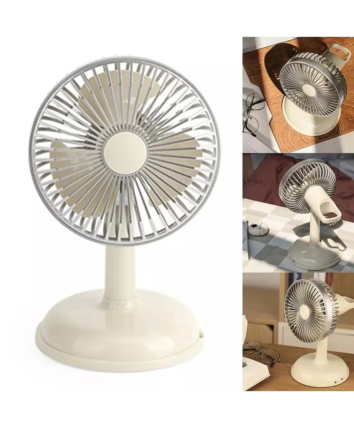Вентилятор настільний портативний FAN KD197 Simple desktop USB Блідо-жовтий - фото 3