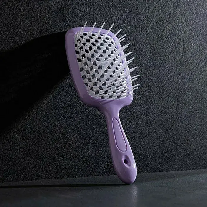 Гребінець щітка для волосся Superbrush Plus Hollow Comb Сиренево-белый 85780 - фото 4