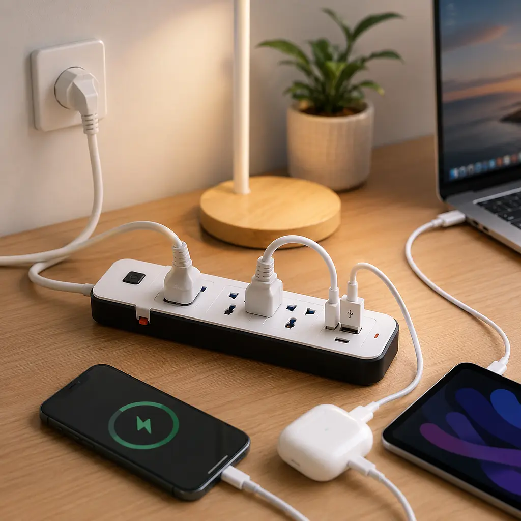 Подовжувач мережний розвиваючий AND WL-7 / Подовжувач з USB портами / Мережевий фільтр на 3 розетки, (2хUSB+Type-C), 2м - фото 4