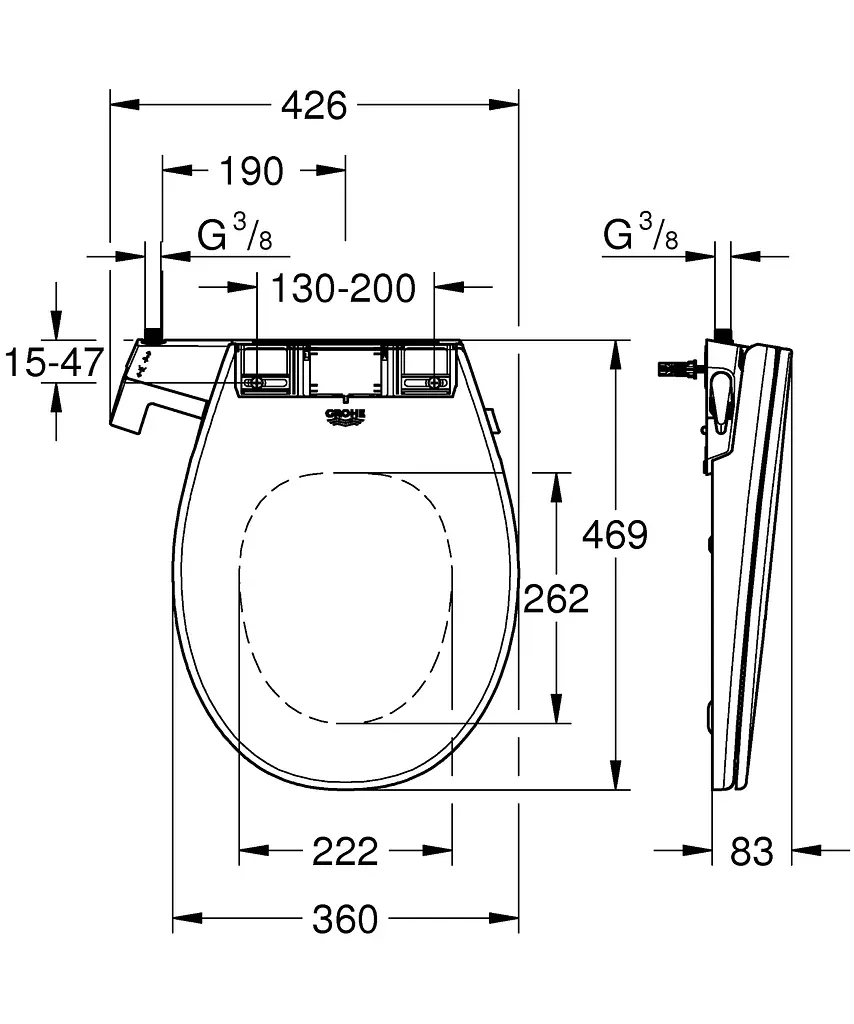 Кришка-біде Grohe Bau Ceramic 39648SH0, Білий - фото 3
