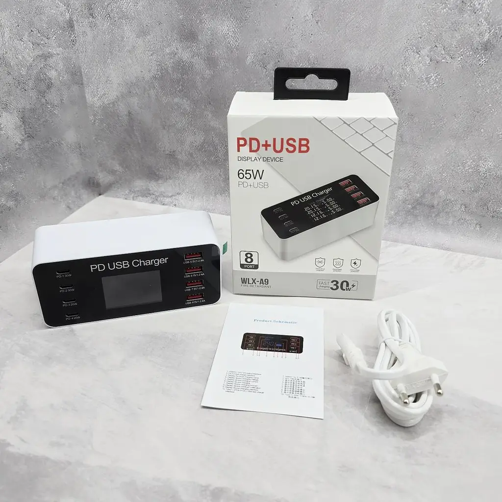 Мультизарядний пристрій Addap 8 портів USB Type-C A9 65 W PD (WLX-A9) - фото 4