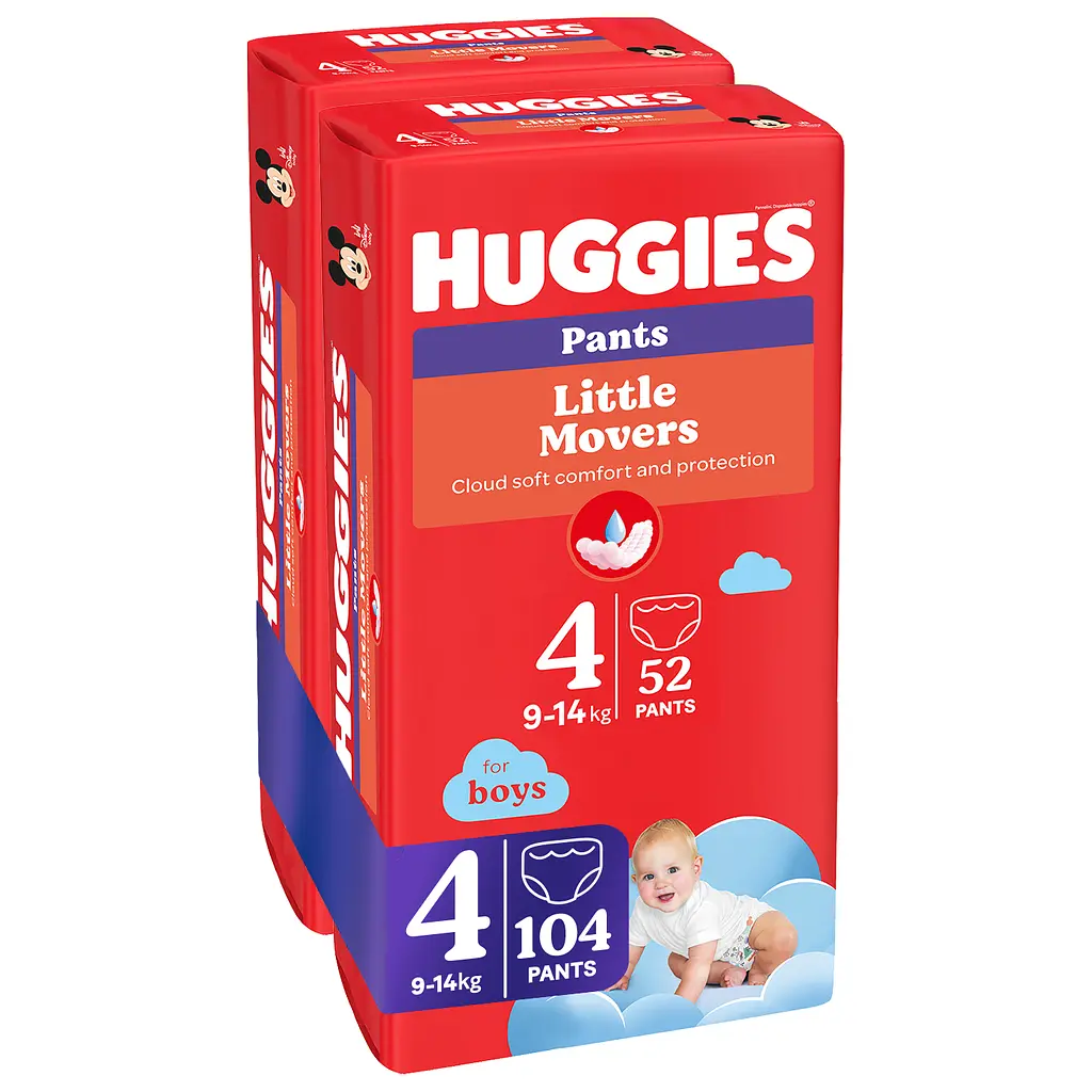 Набор трусиков-подгузников для мальчиков Huggies Little Movers Pants 4 (9-14 кг), 104 шт. (2 уп. по 52 шт.) - фото 2