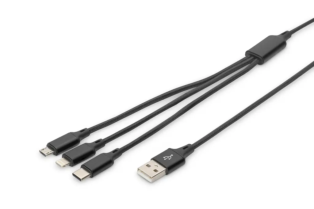 Кабель Digitus USB-A > Lightning/USB-С/micro USB, мультизарядный 3-в-1, зарядка/синхронизация 1м, teh0013696 - фото 2