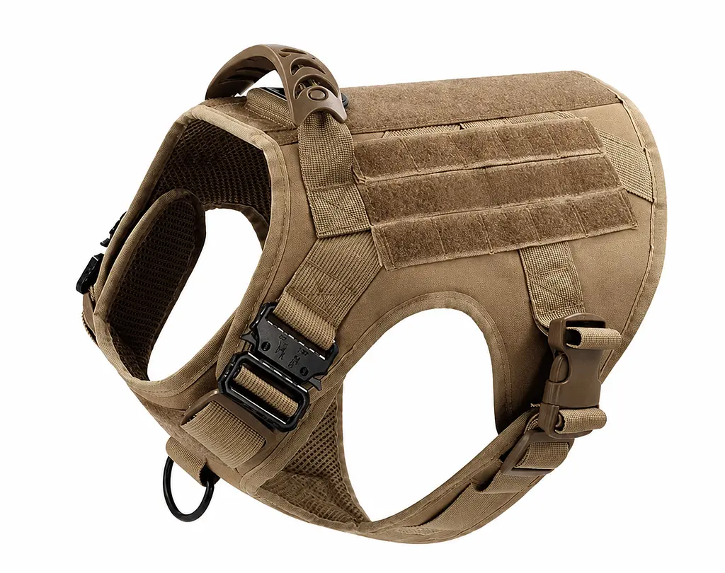 Шлейка для собак Tactical K9, металева пряжка фастекс і система MOLLE Коричневий, М