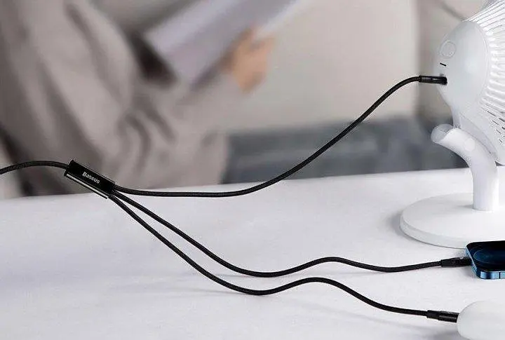 Кабель Baseus Rapid Series 3-in-1 Cable Type-C to Type-C/Lightning/MicroUSB PD 20W 1.5m CAMLT-SC01 Black - фото 7