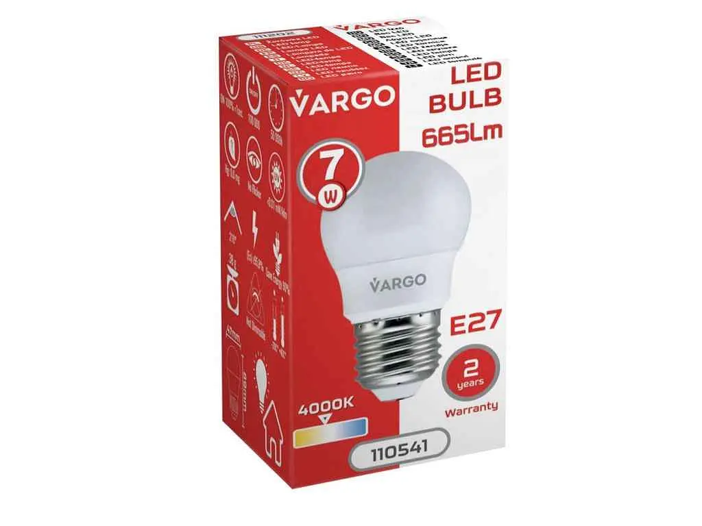 Лампа світлодіодна VARGO 7W E27 G45 4000K 220V (V-110541) - фото 2