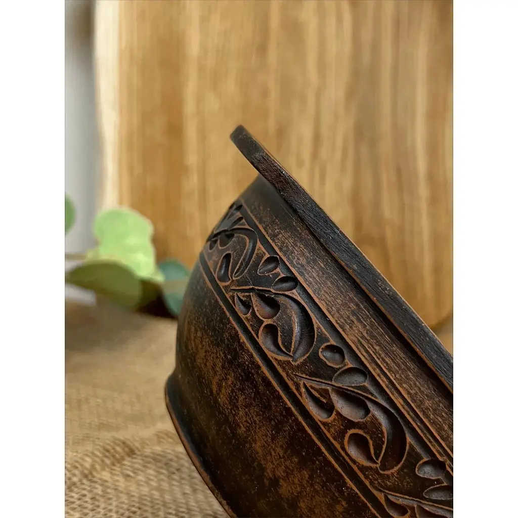 Бульйонниця керамічна (глиняна) різьблена 600 мл Декор - фото 3