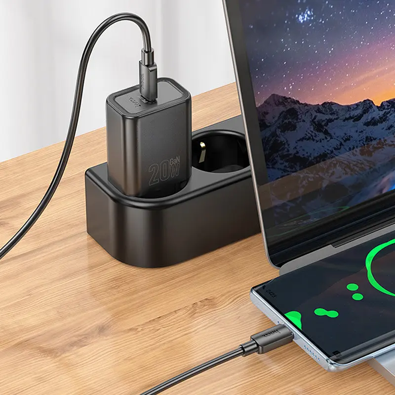 МЗП Hoco N60 Gentle PD20W (1USB-C) + кабель Type-C to Type-C Black - фото 5