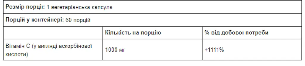 Витамин С California Gold Nutrition Gold Vitamin C 1000 mg 60 капсул - фото 2