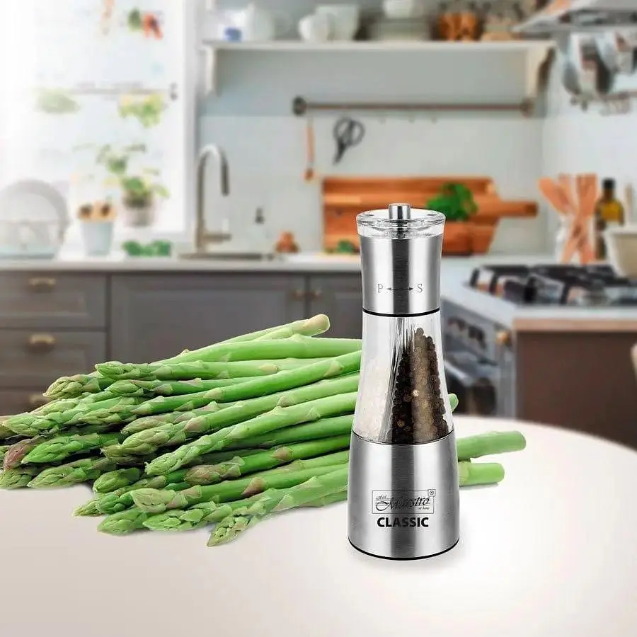 Мельничка Maestro MR-1628 подрібнювач для перцю, солі, спецій прозорий/сірий - фото 3