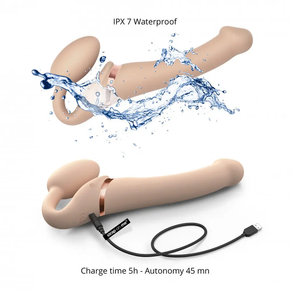 Страпон с вибрацией Strap-On-Me Vibrating Flesh L 19 см телесный - фото 6
