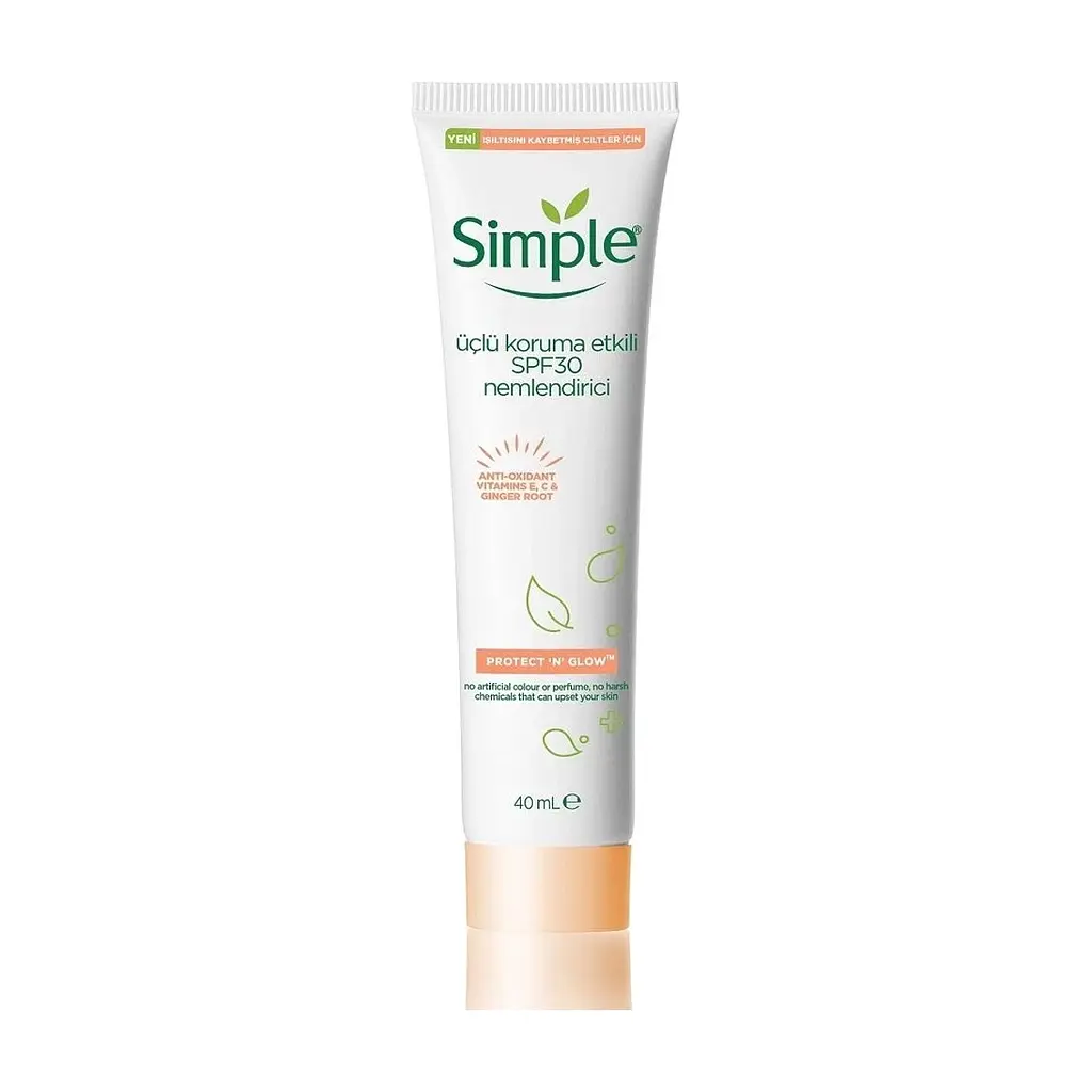 Крем для обличчя Simple Protect & Glow Потрійного захисту з SPF 30 Зволожувальний 40 мл (8717163866900)