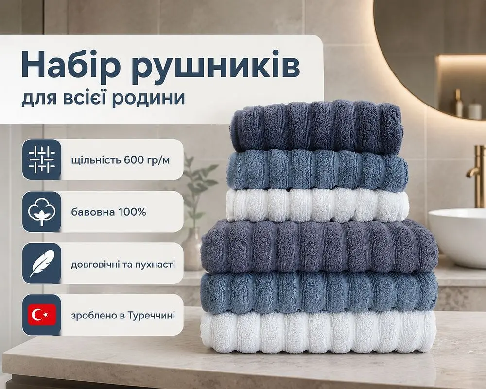 Набір турецьких махрових рушників Cestepe MicroCotton Premium 3 штуки 50x90 + 3 штуки 70х140 Ezgi 7 щільність 600 г/м2 - фото 2