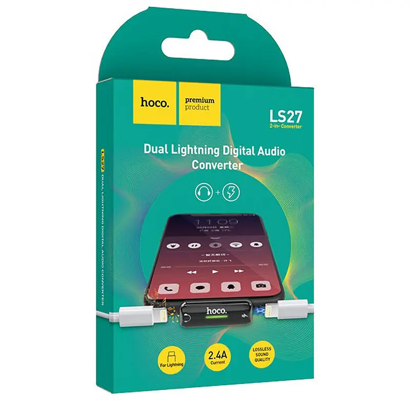 Перехідник Hoco LS27 Dual Lightning Сірий - фото 5