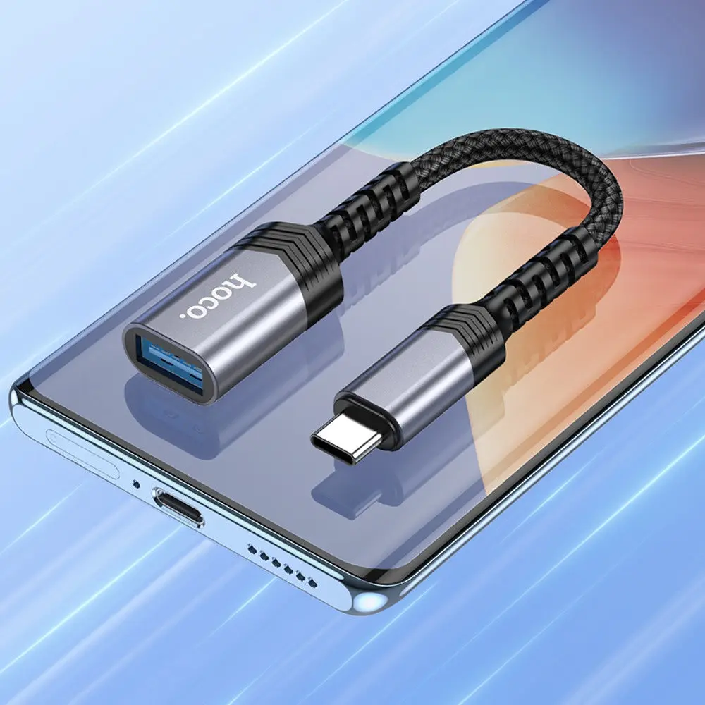 Мульти адаптер хаб Hoco UA24 Type-C to USB 3.0 серый - фото 4