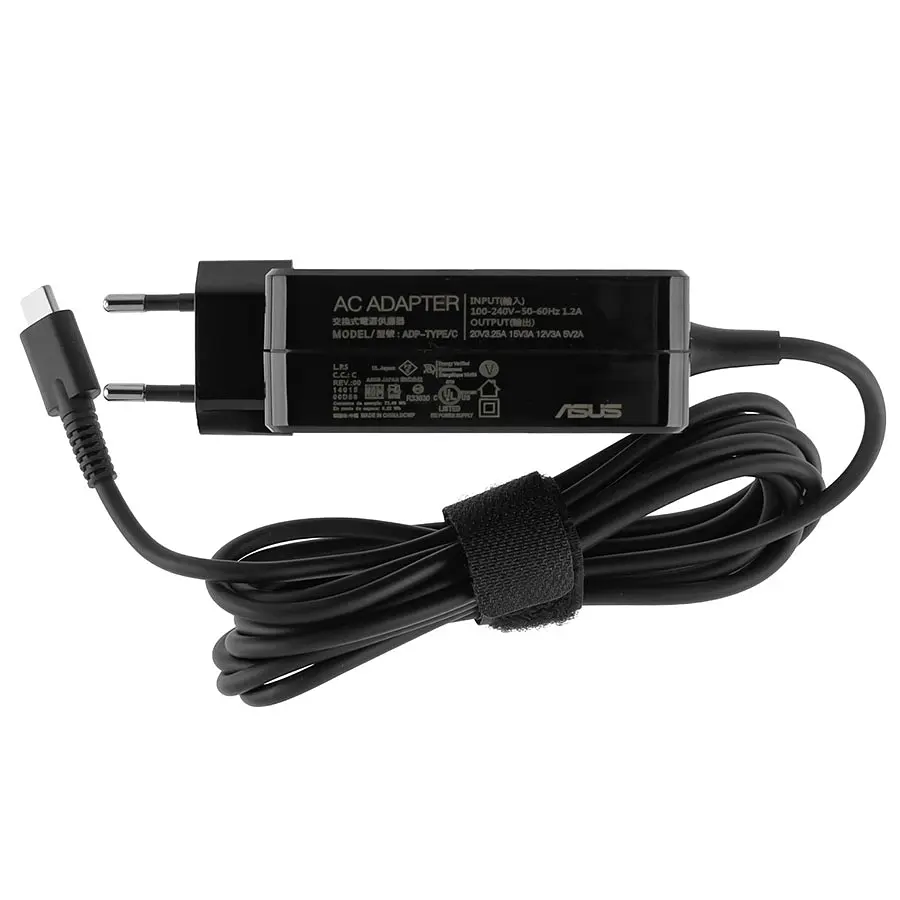 Блок живлення для ноутбука Asus USB-C 65W, Type-C, квадратний, адаптер+перехідник, Black - фото 3