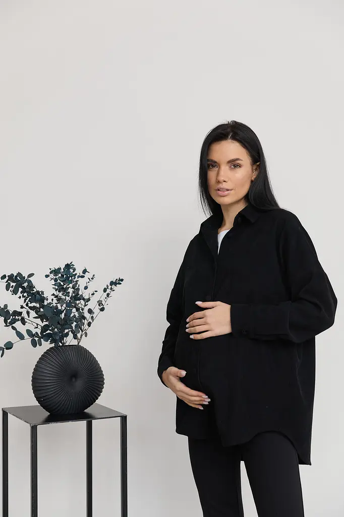 Рубашка вельветовая для беременных и кормящих мам Varna размер XXL-3XL Lullababe Черный - фото 2