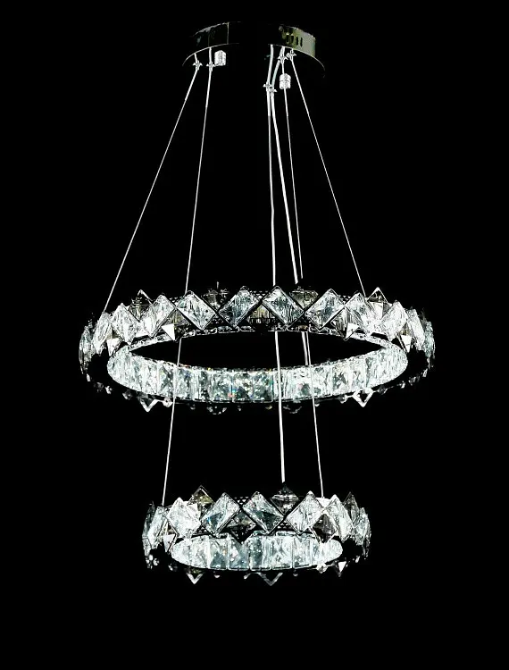 Світлодіодна люстра Splendid Ray L40802/480+320/2 LED з кришталем, хром, 80 Вт, з пультом і димером - фото 2