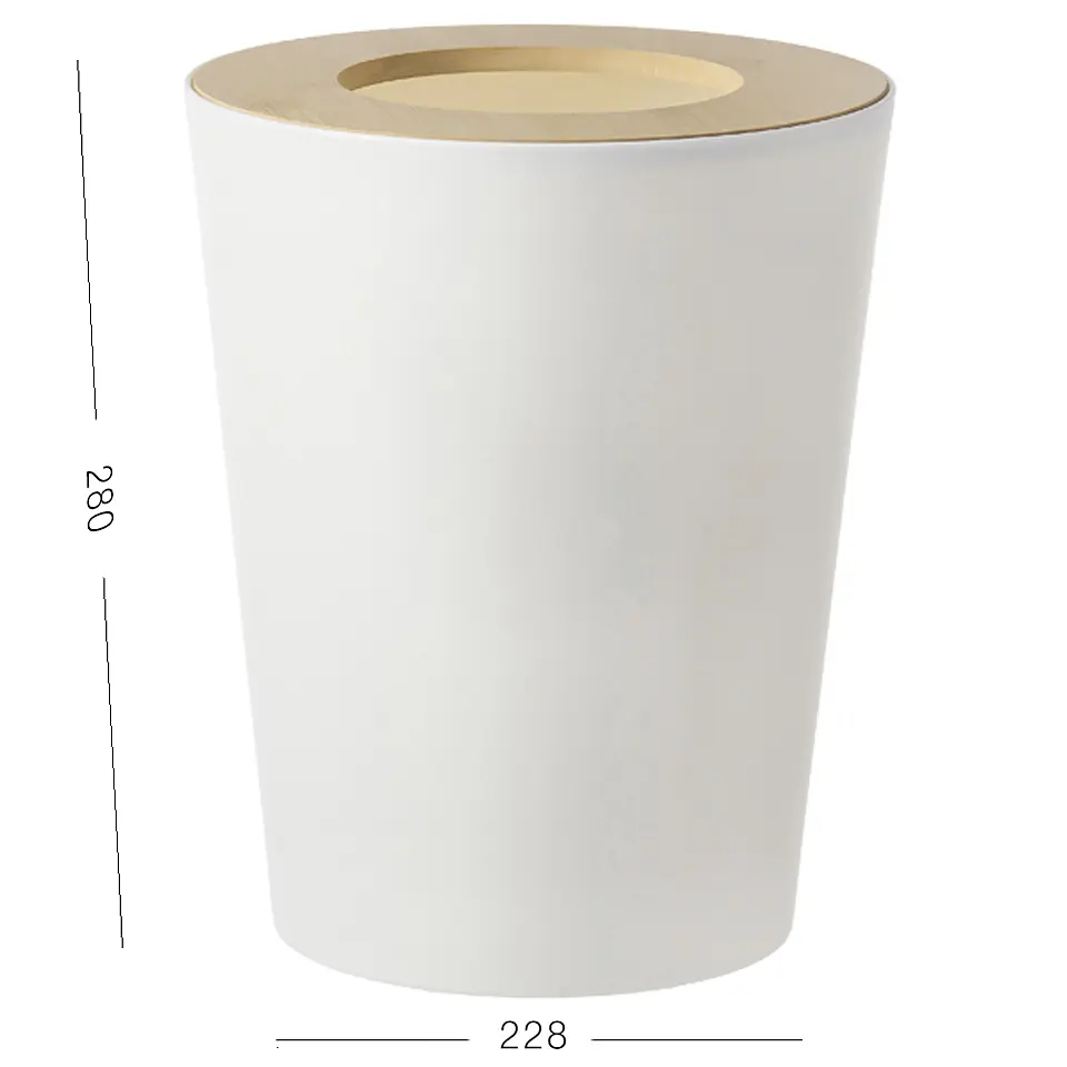 Відро для сміття МВМ My Home Scandinavia 22.8х28 см біле (BIN-20 9L WHITE/WOOD) - фото 8