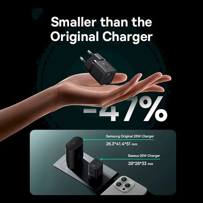 Мережевий зарядний пристрій Baseus GaN5 Fast Charger (Xiaomini) 1Type-C 25 W EU P10110909113-01 Black - фото 3
