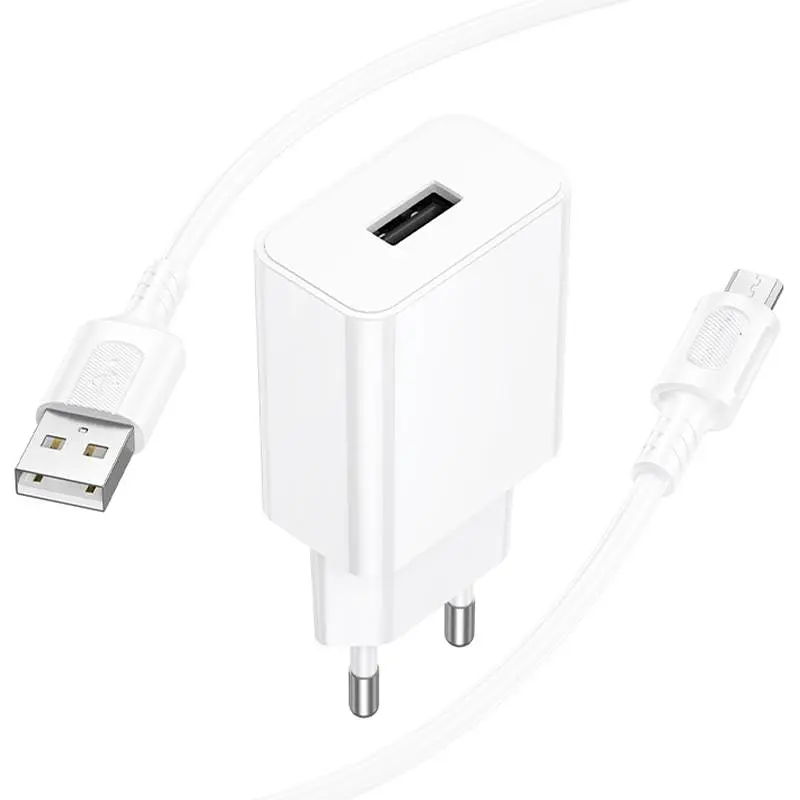 СЗУ Borofone BA110A Lemi 7.5W (1USB-A) + кабель USB to MicroUSB White - фото 5