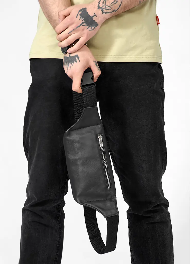 Поясна сумка бананка шкіряна Sambag Tirso PSSm чорний 30.5 х 14 см (81113001m) - фото 11