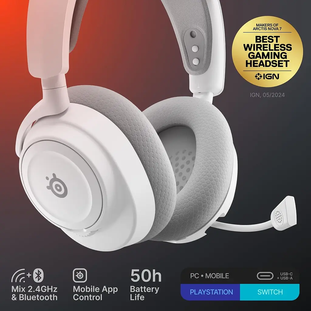 Ігрова гарнітура SteelSeries Arctis Nova 7 Gen 2 Wireless White /PC/PS/SW/MAC/MOB - фото 9
