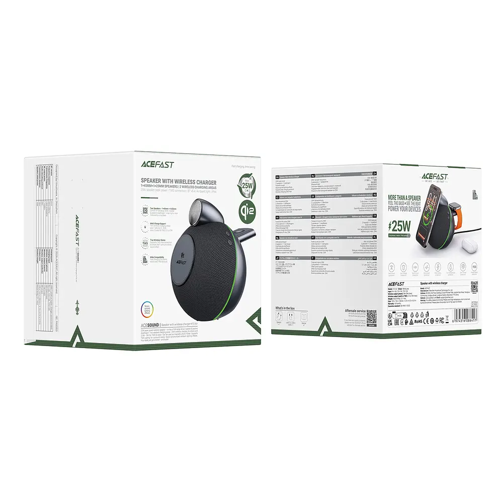 Портативна колонка ACEFAST K10 Air speaker with wireless charger Metal Grey - фото 8
