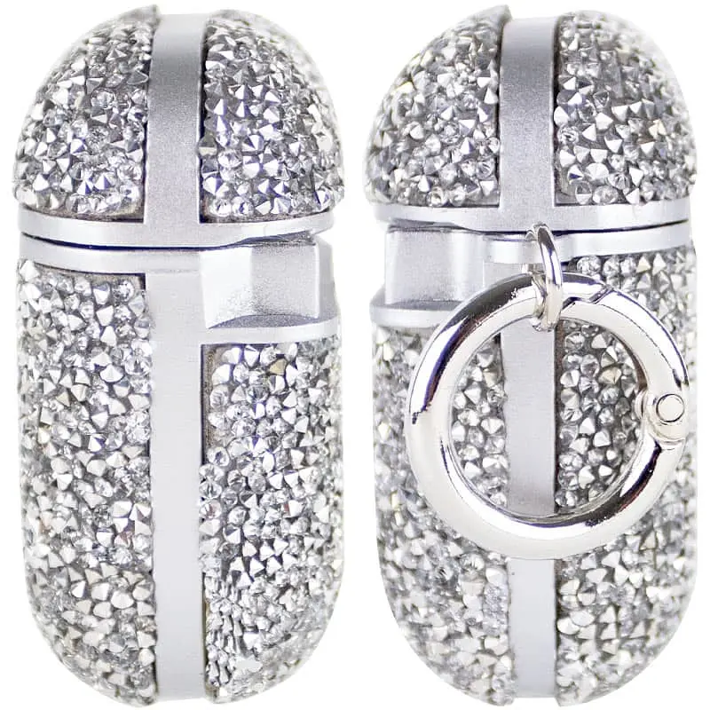 TPU чехол Bling World Rock Diamond для наушников AirPods 1/2 Серебряный - фото 3