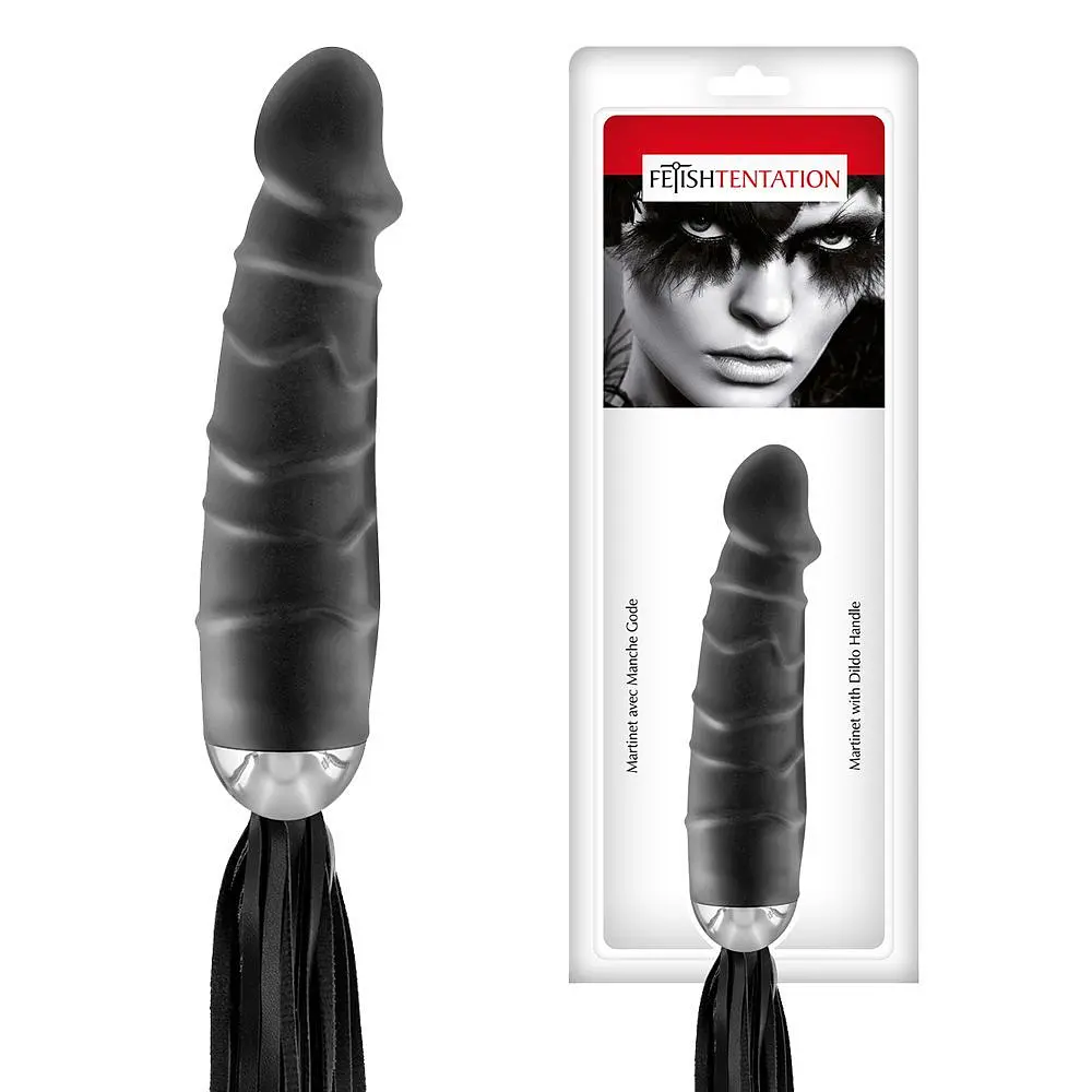 Флогер Fetish Tentation Whip with Dildo Handle, 45 см (чорний) - фото 3