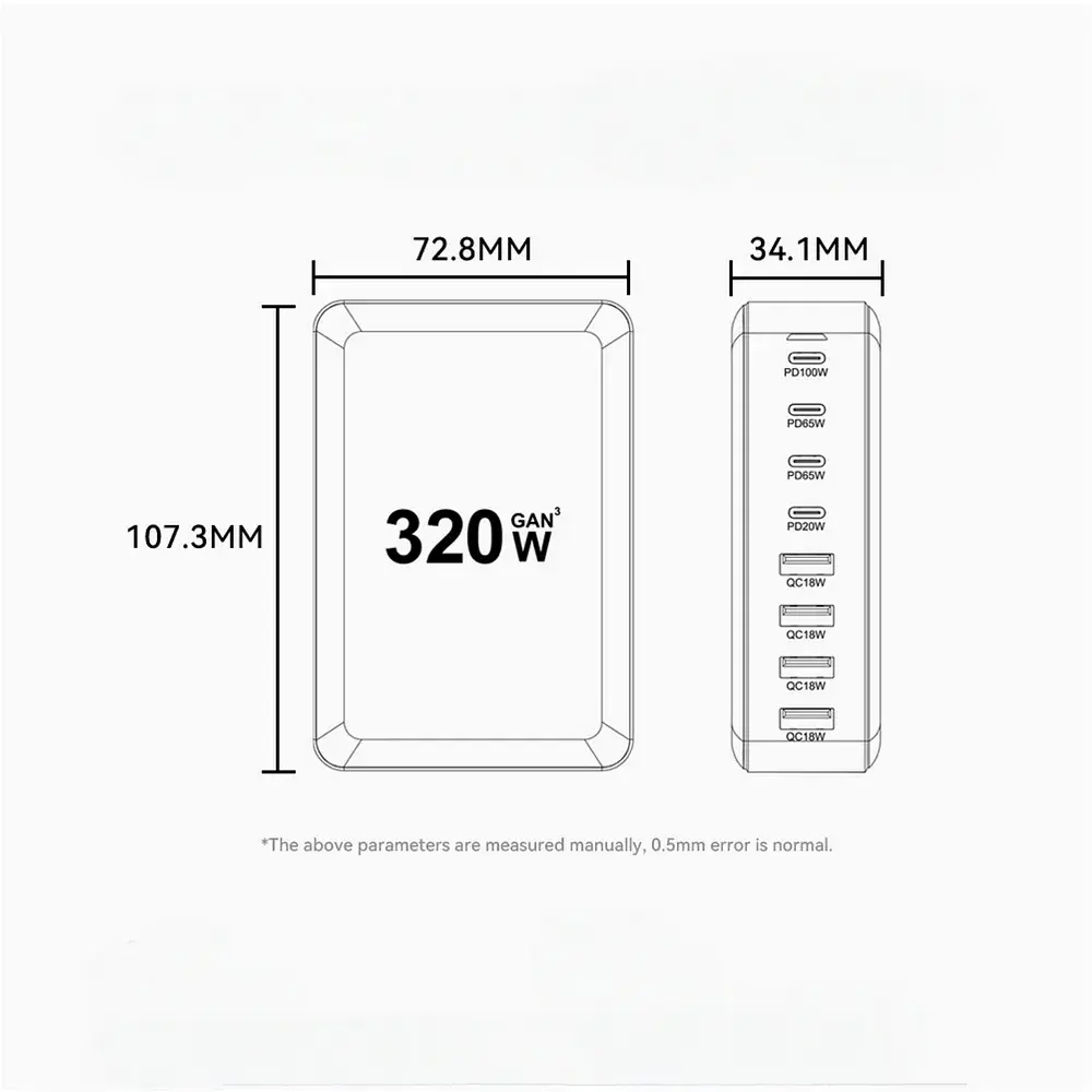 Зарядний пристрій Essager 4xUSB-C + 4xUSB 320W GaN (EZC320W-QJB0G-Z) - фото 10