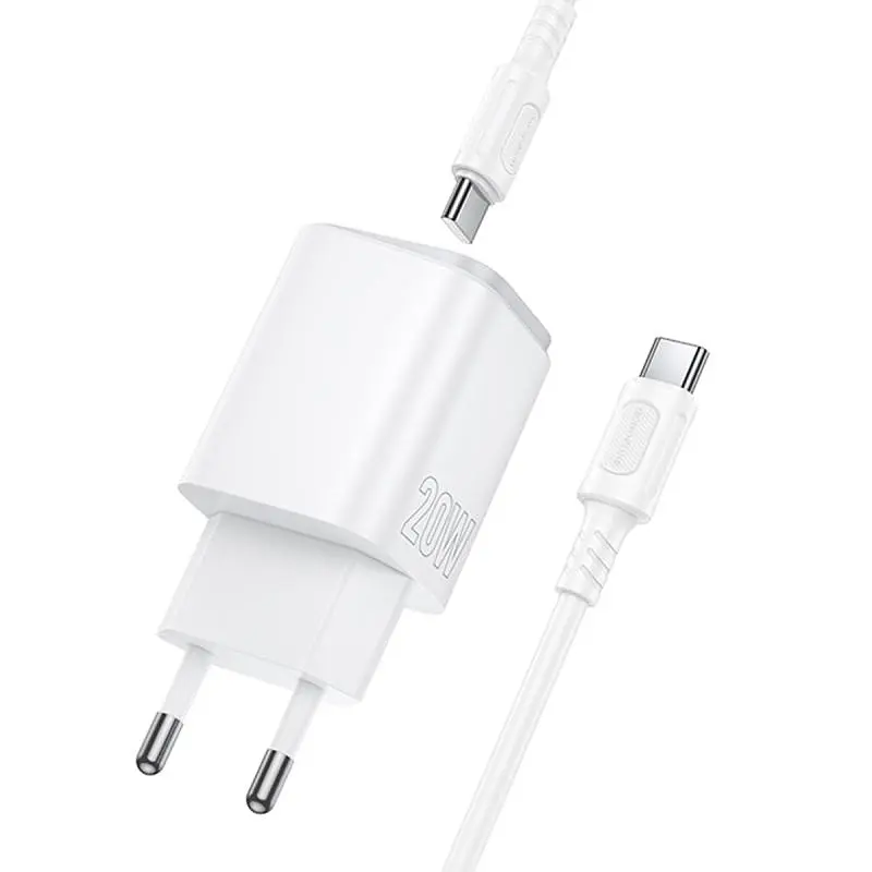 СЗУ Borofone BAS83A Star PD20W+QC3.0 (1USB-A/1C) + кабель Type-C to Type-C White - фото 4