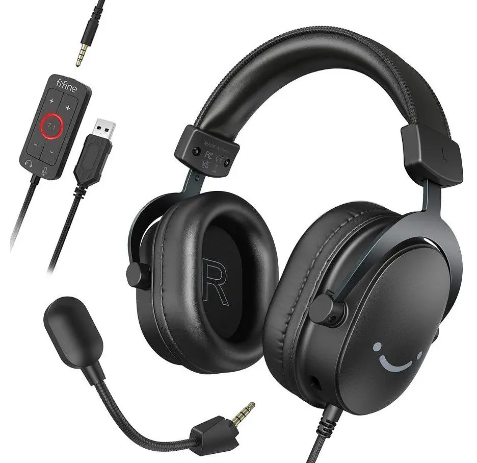 Ігрові навушники з мікрофоном Fifine H-9B USB 7.1 Black - фото 2