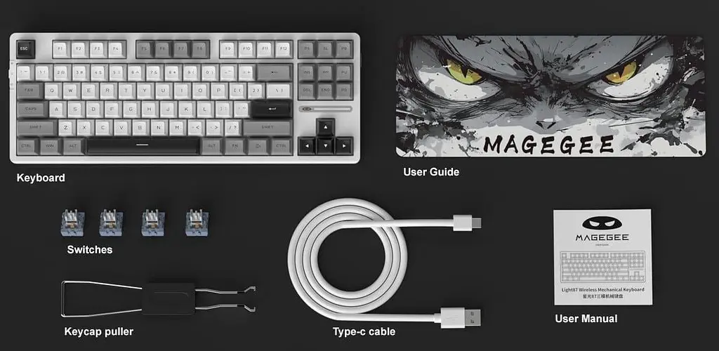 Клавіатура MageGee Light 87 RGB Blue Whale Switch Wireless (6971969728431-UA) Star White (G-000003944) - фото 9