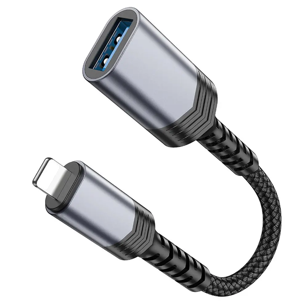 Мульти адаптер хаб Hoco UA24 Lightning to USB 2.0 серый - фото 7