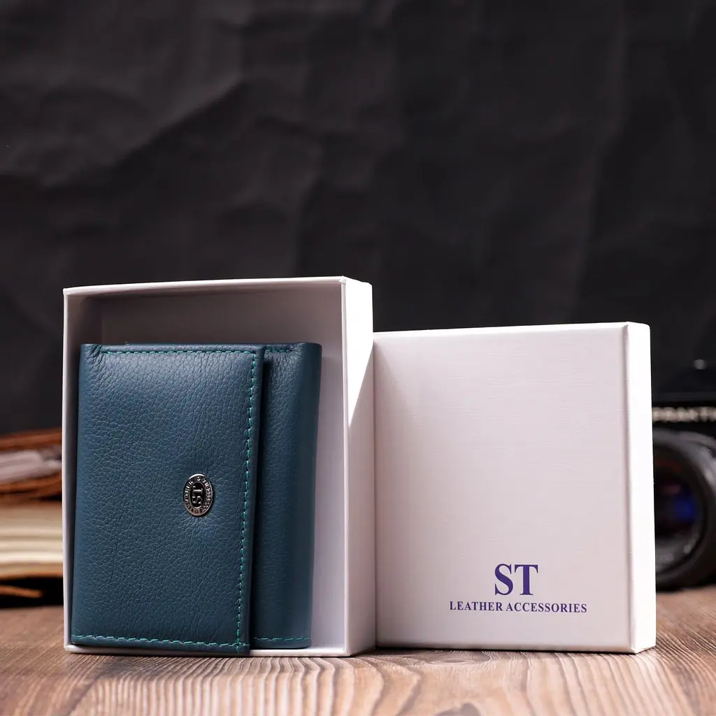 Маленький гаманець для жінок із натуральної шкіри ST Leather 19501 бірюзовий - фото 10