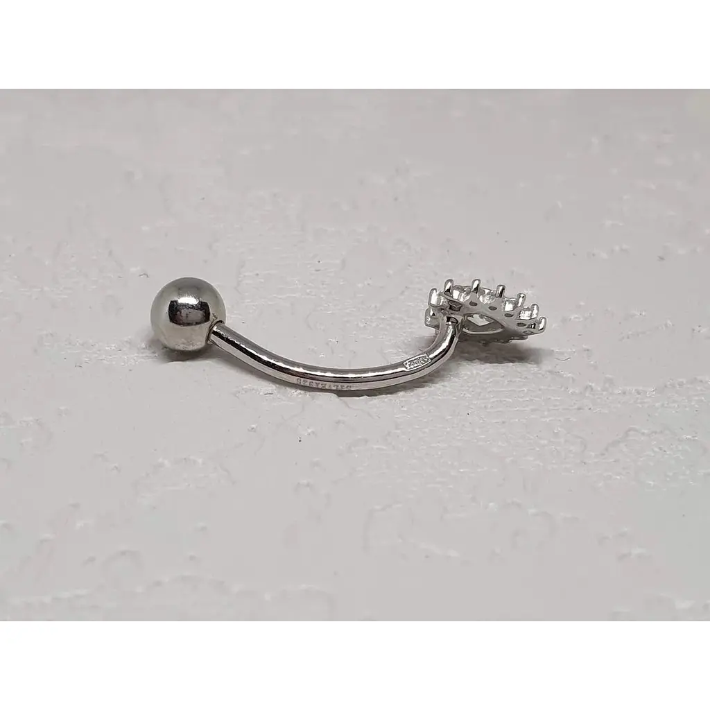 Серебряная серьга для пирсинга пупка Silvex 925 с фианитами. ПР2Ф/023 - фото 2