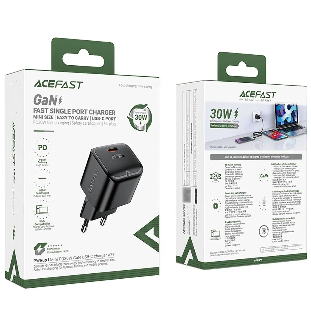Зарядний пристрій Acefast A77 mini Type-C PD30W GaN чорний - фото 7