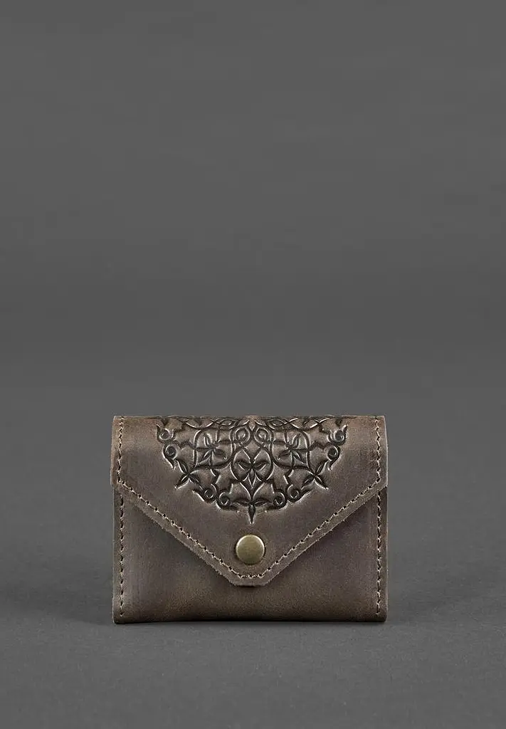 Шкіряний кард-кейс 3.0 темно-коричневий з мандалою - фото 2