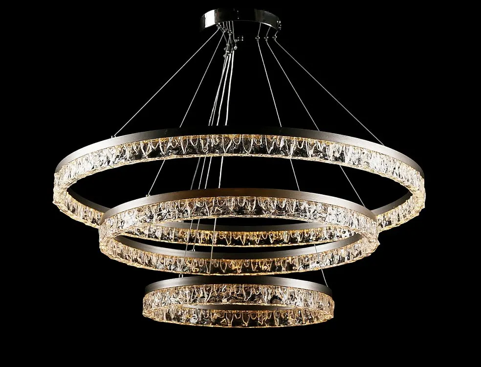 Люстра стельова LED Splendid Ray L133/800+600+400/3, 100W, хром, чорний, сучасний стиль для дому - фото 3