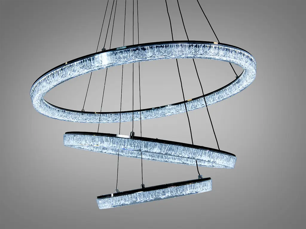 Сучасна підвісна LED люстра Diasha 1712/800+600+400BK з трьома кільцями, чорна, 125 W, освітлення 10-25 м2 - фото 3