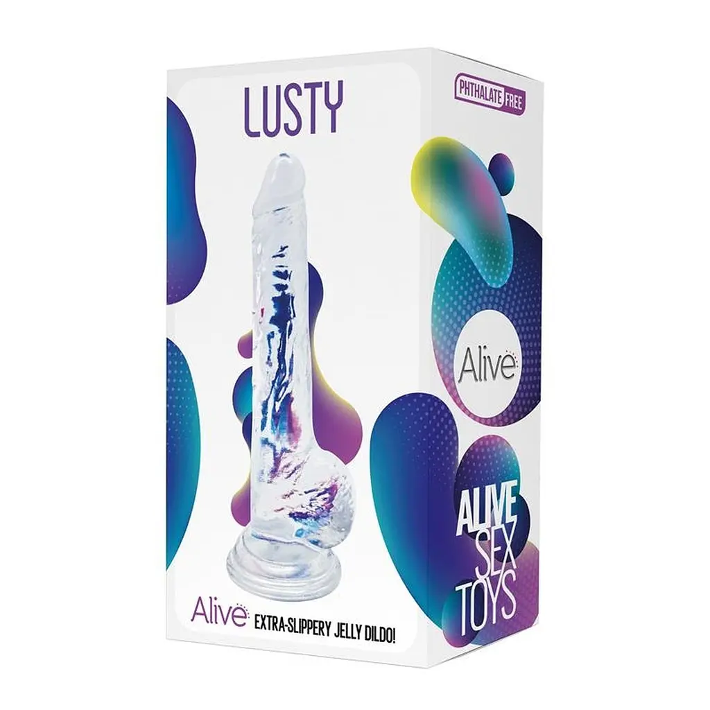 Фалоімітатор Alive Lusty Clear з мошонкою - фото 2