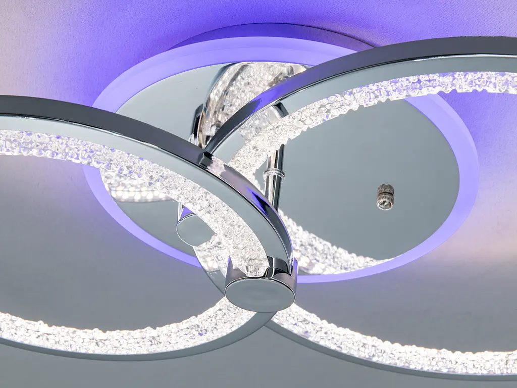 Стильна стельова LED-люстра для спальні Diasha 8180/2HR, хром, 55 W, 33x53 см, підсвітка - фото 6