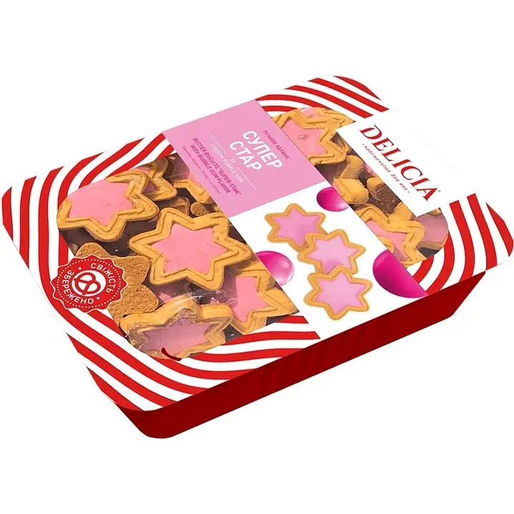 Печенье сдобное Delicia Супер-Стар со вкусом bubble gum 450 г - фото 2