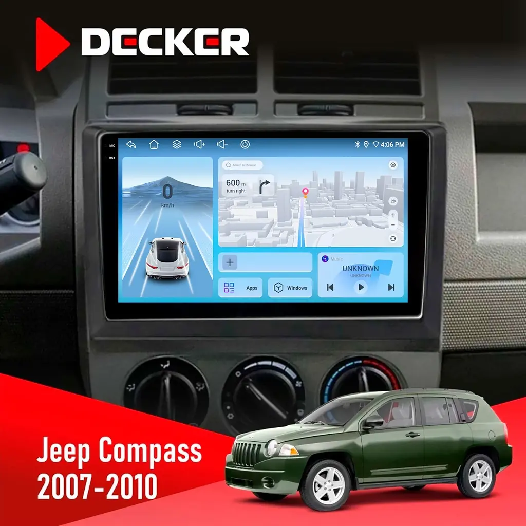 Штатна магнітола Jeep Compass 2007-2010 Decker D10-010 6x128, DSP, 4G, 2K Decker (НФ-00009332)