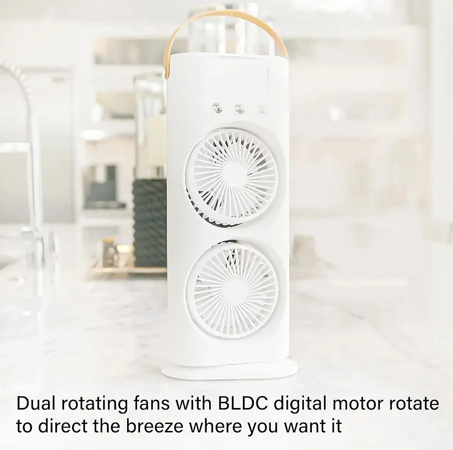 Портативный вентилятор Voltronic T1818, увлажнение, подсветка, Air Cooler Fan White - фото 7