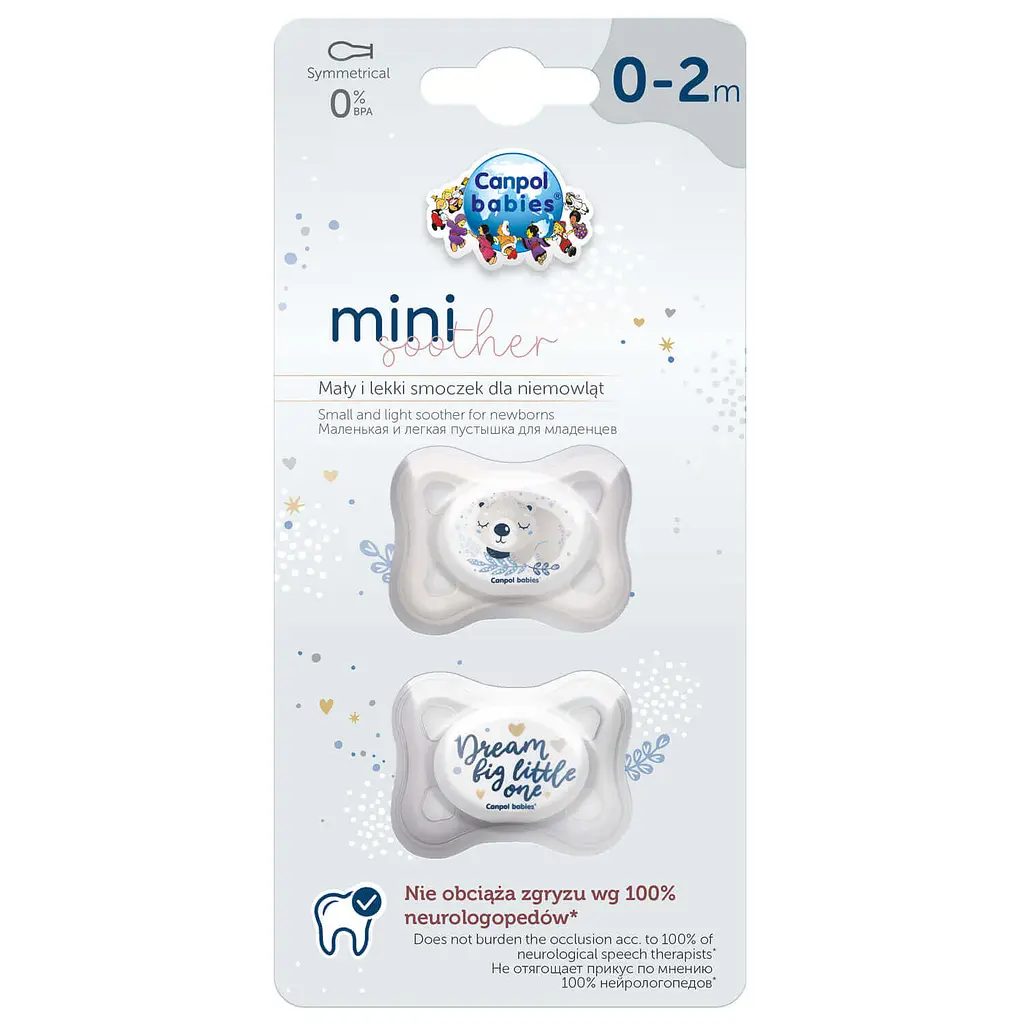 Пустушка силіконова Canpol babies Mini, симетрична, 0-2 міс, 2 шт., сіра (23/910_grey) - фото 4