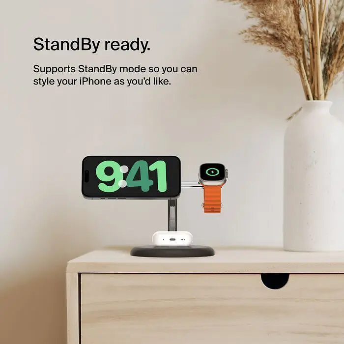 Беспроводное зарядное устройство Belkin 3in1 Magnetic Qi2 15W Black (WIZ023VFBK) [154441] - фото 10