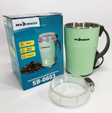 Электрическая кофемолка Sea Breeze SB-0603 для дома 300Вт роторный измельчитель кофейных зерен 500г Мятный - фото 5
